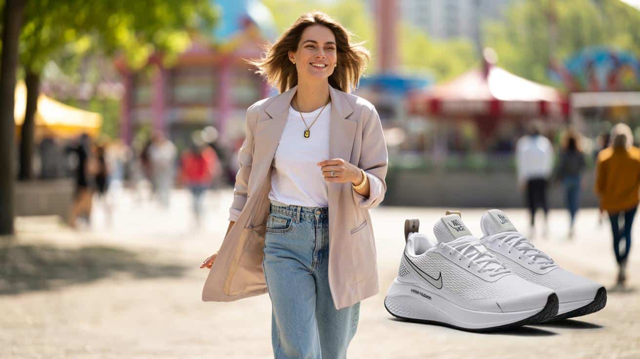 Francuska gwiazda telewizji zachwycona tymi białymi Nike. Hit wiosny 2026