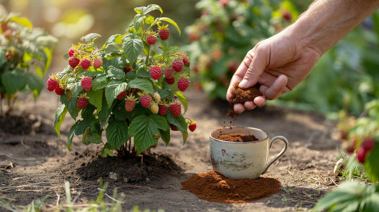 Trik z filiżanką i fusami z kawy sprawi, że malin będzie dwa razy więcej niż zwykle