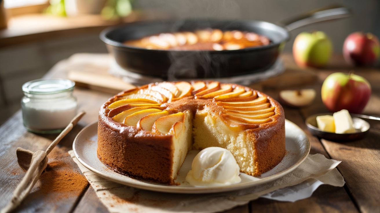 Genialne ciasto jabłkowe z patelni: miękki deser w 25 minut