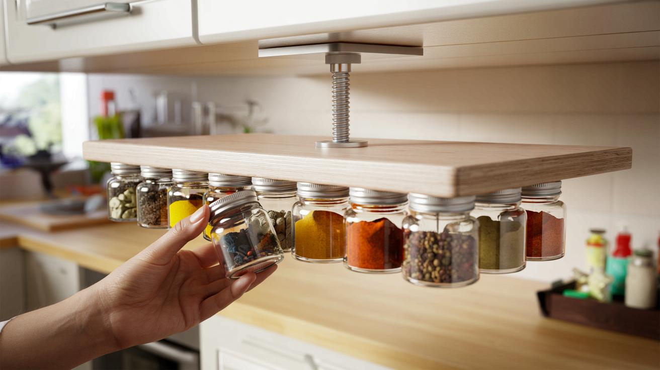 Genialny patent z małymi słoiczkami: porządek w przyprawach i drobiazgach bez wiercenia w szufladach