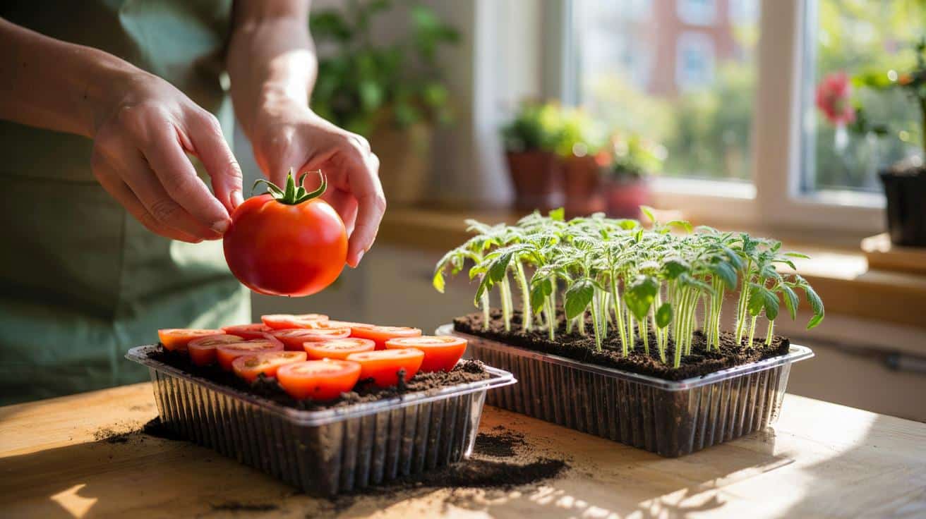 Genialny trik z pomidorem z marketu: z jednego owocu cała taca sadzonek na wiosnę