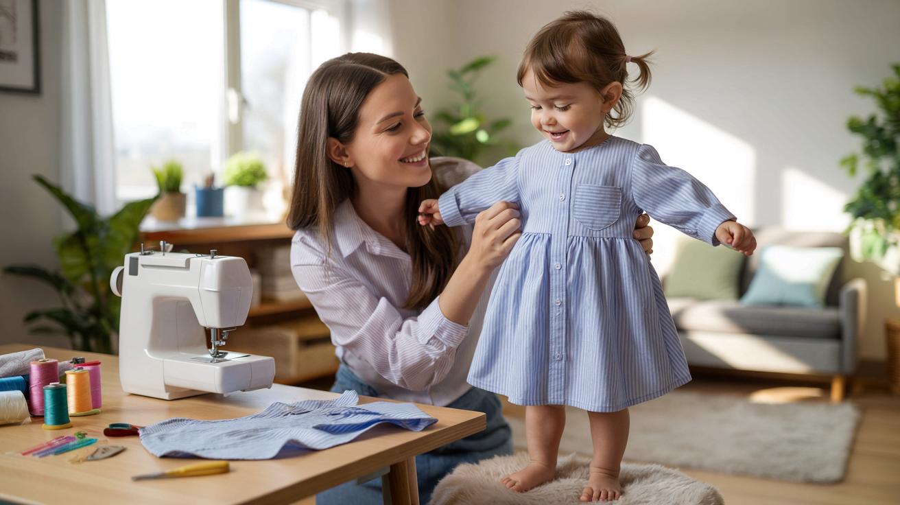 Genialny trik z męską koszulą: szybką przeróbką uszyjesz sukienkę dla dziecka