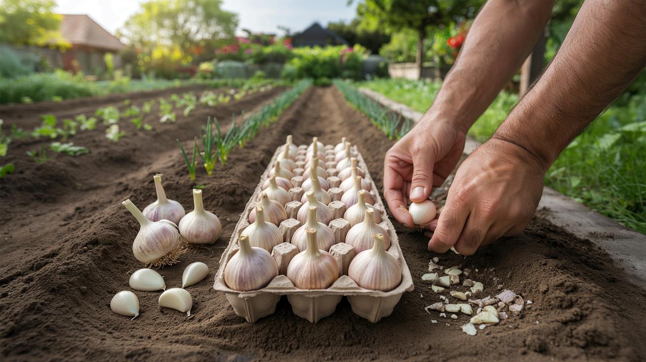 Genialny trik z pudełkiem po jajkach: idealne odstępy przy sadzeniu czosnku
