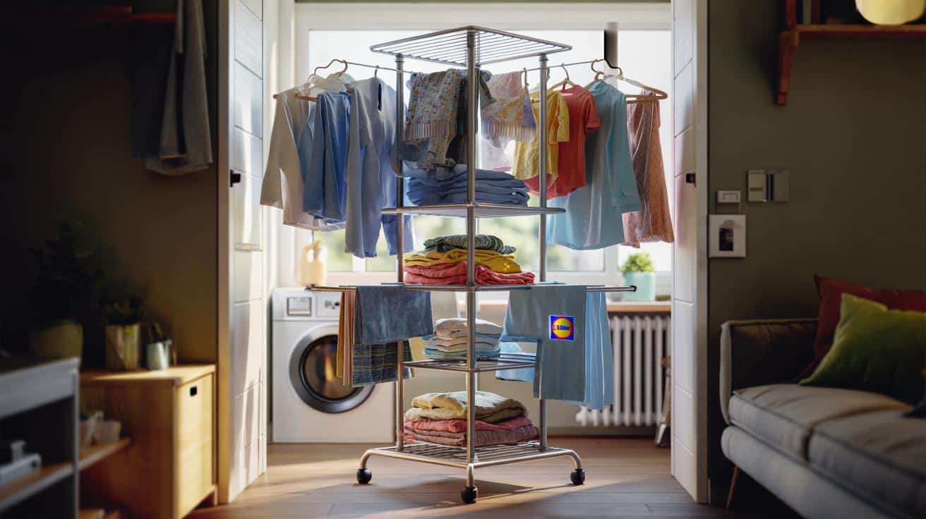 Hit Lidla za 19,99 zł: pionowy suszarkowy stojak mieści pranie całej rodziny