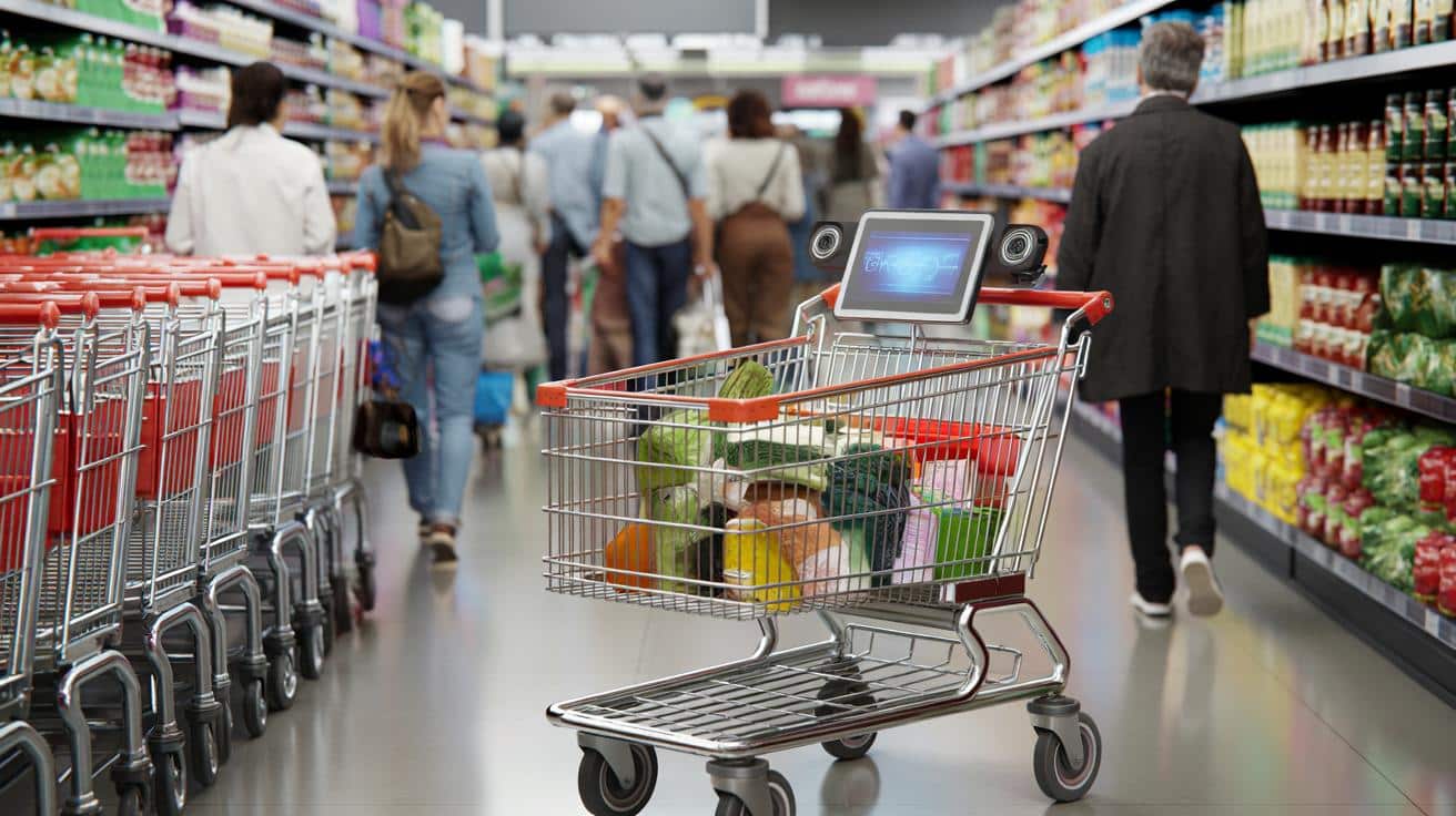 Koniec zwykłych wózków w marketach? Nadchodzą inteligentne chary z ekranem