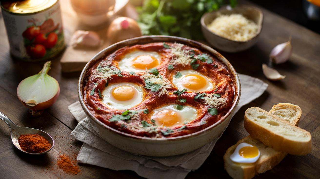 Jajka zapiekane w pomidorach z piekarnika: prosty obiad z produktów z szafki