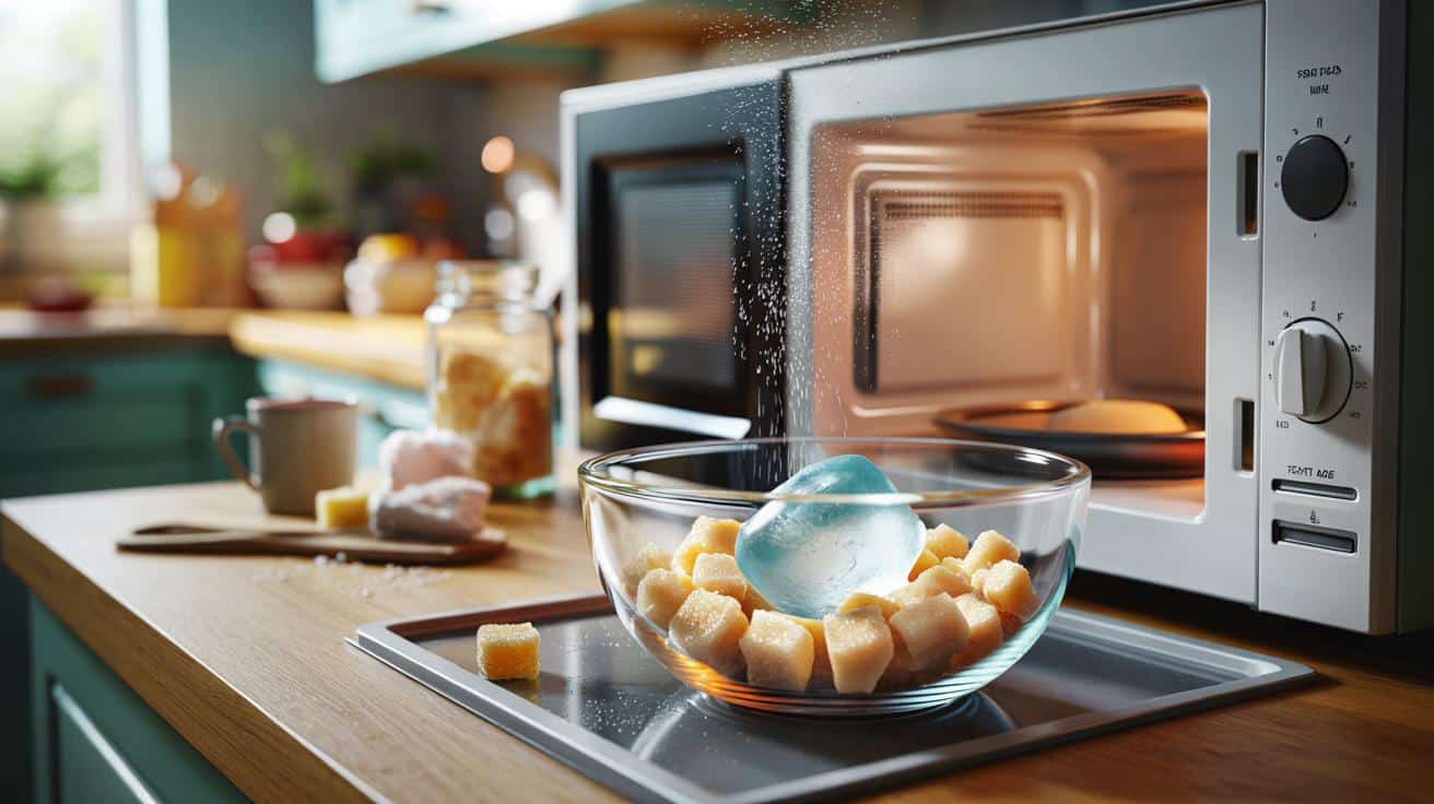 Jak kostka lodu w mikrofalówce pomaga zmiękczyć twardy cukier