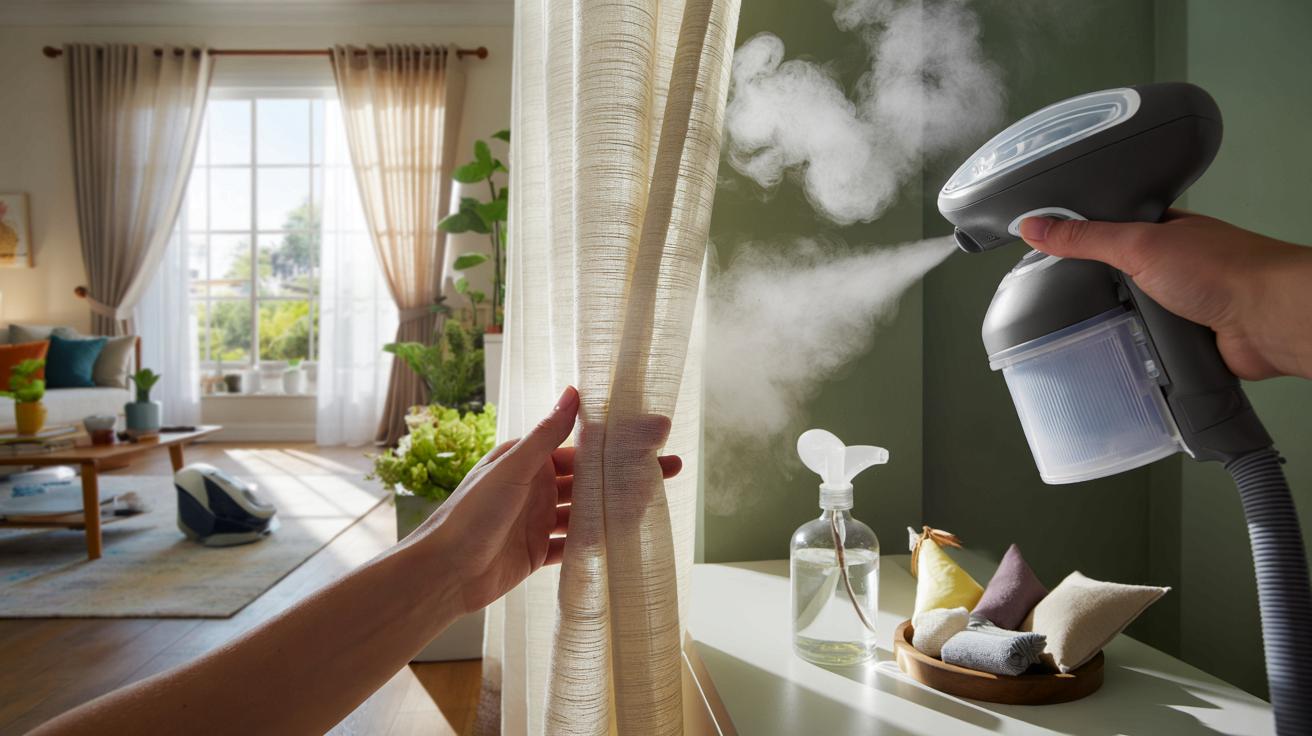 Jak odświeżyć firanki i zasłony bez zdejmowania z karnisza? Prosty trik