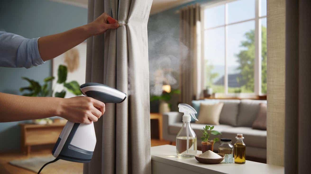 Jak odświeżyć zasłony bez zdejmowania ich z karnisza? Prosty domowy trik