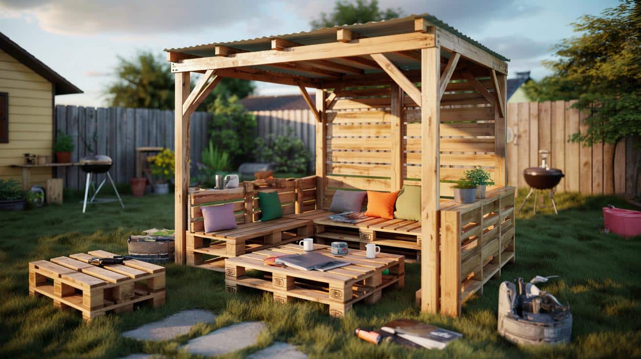 Jak samodzielnie zrobić altanę ogrodową z palet za mniej niż 500 złotych i krok po kroku