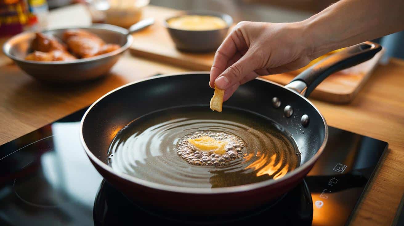Jak sprawdzić, czy olej na patelni jest wystarczająco rozgrzany przed smażeniem