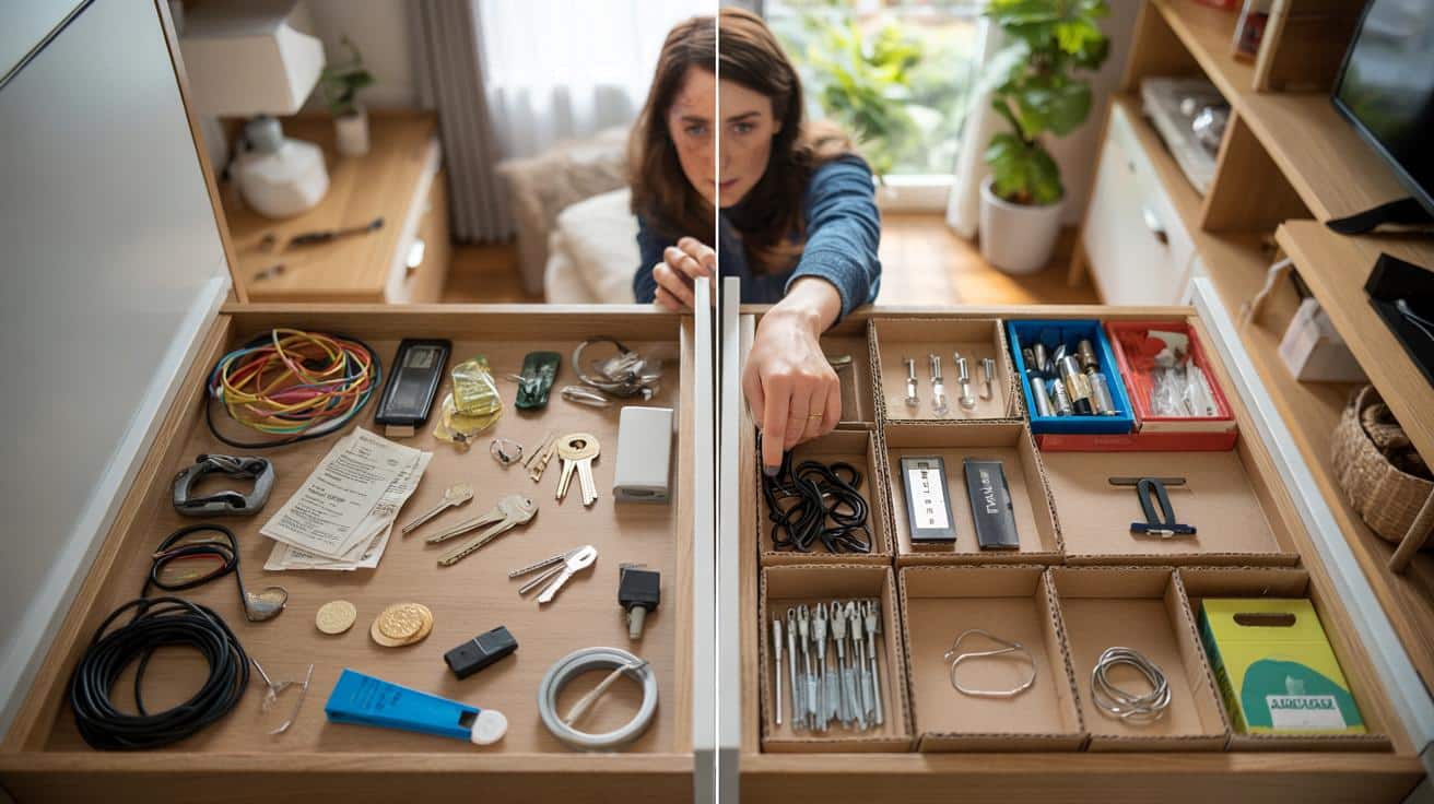 Jak szybko uporządkować szufladę pełną drobiazgów