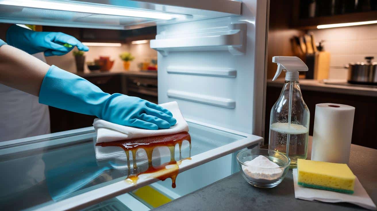 Jak wyczyścić lodówkę po rozlaniu czegoś lepkiego bez reszty zapachu