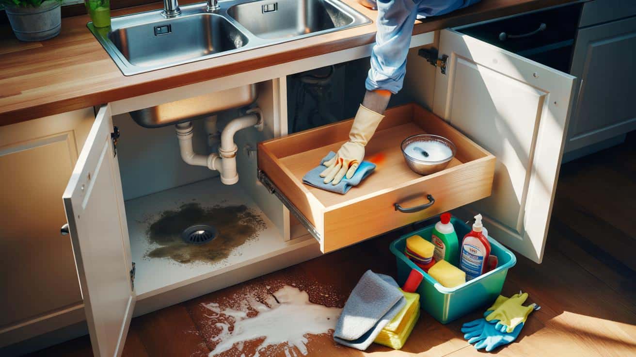 Jak wyczyścić szuflady szafki pod zlewozmywakiem które są pełne wilgoci