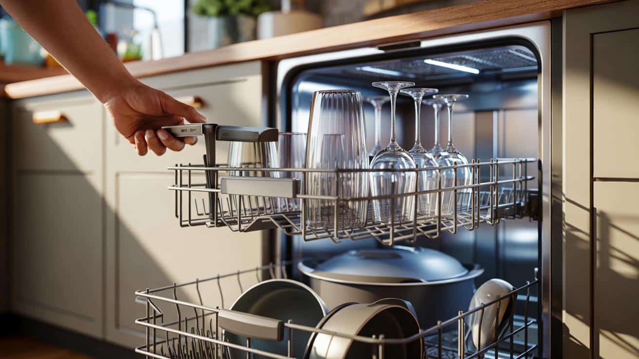 Jak zmieścić wysokie kieliszki w zmywarce? Prosty trik z górnym koszem