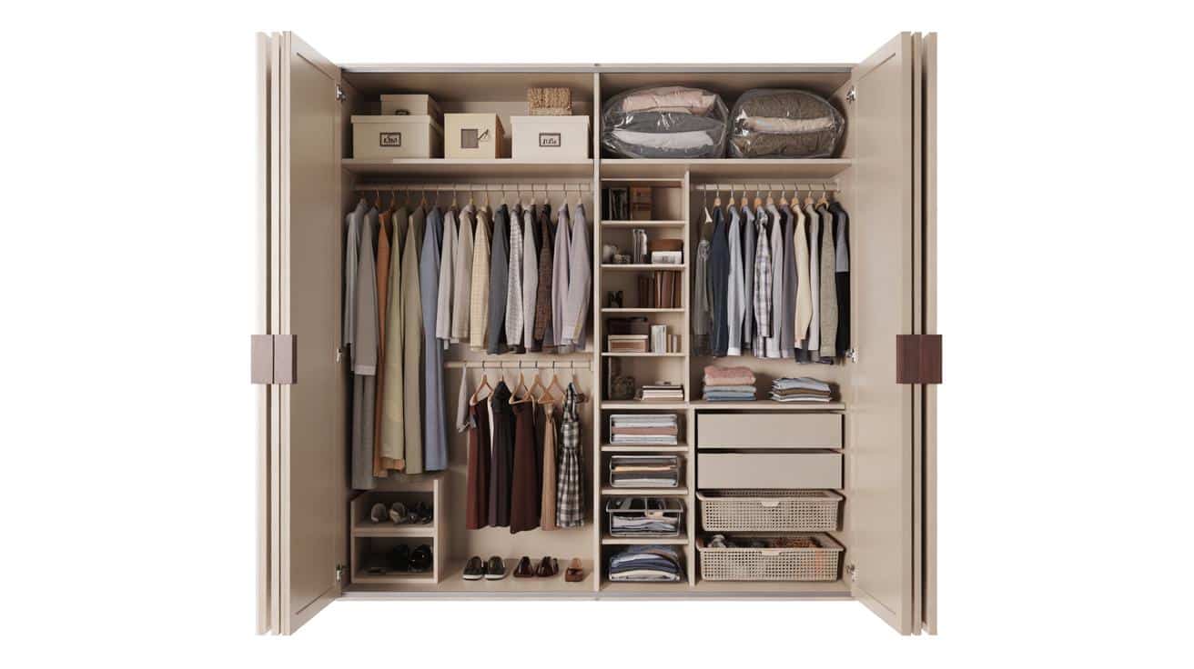 Jak zorganizować małą garderobę, żeby zmieściło się dwa razy więcej ubrań bez chaosu