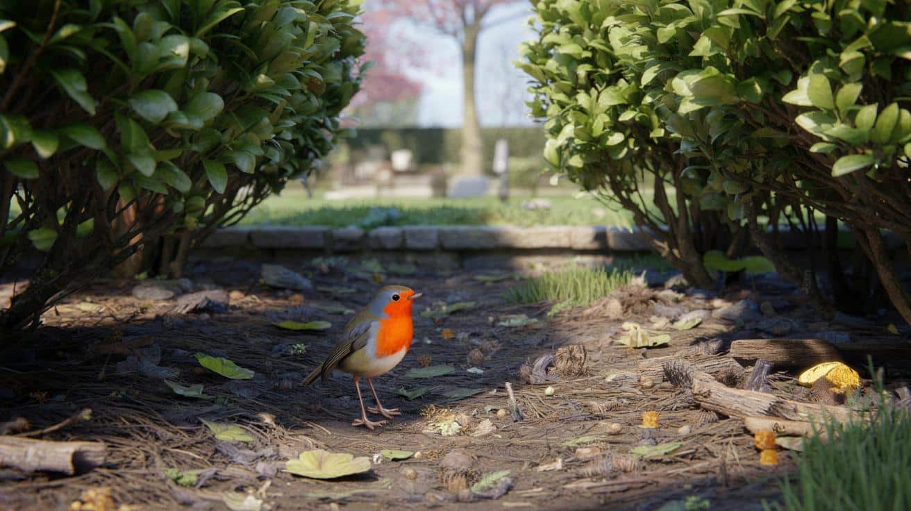 Jeden prosty trik przy krzakach, który przyciągnie rudzika do ogrodu