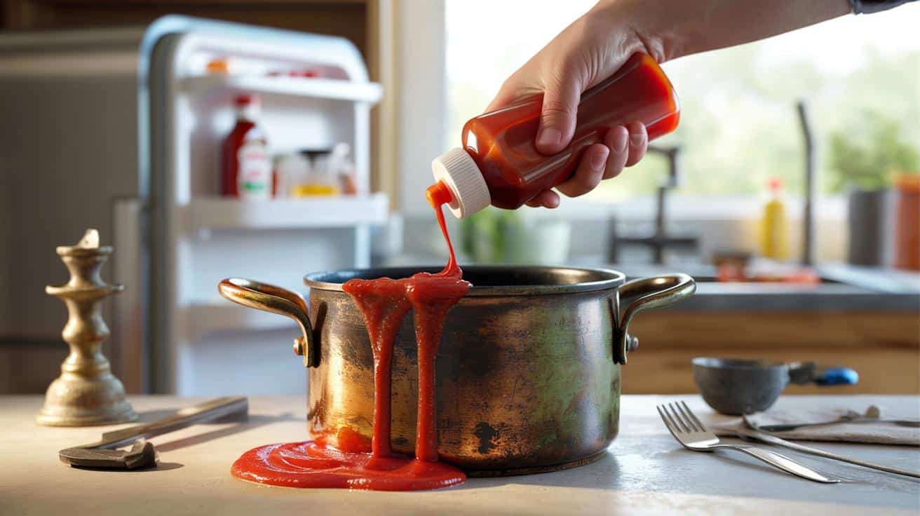 Ketchup zamiast szorowania: trik z lodówki, który czyści metal w 15 minut