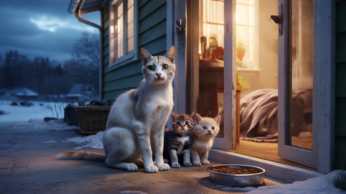 Kocia mama podchodzi pod drzwi domu i odmienia los swojej rodziny