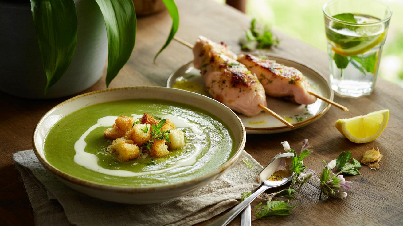 Kremowa zupa z dzikim czosnkiem: wiosenny hit z chrupiącymi dodatkami