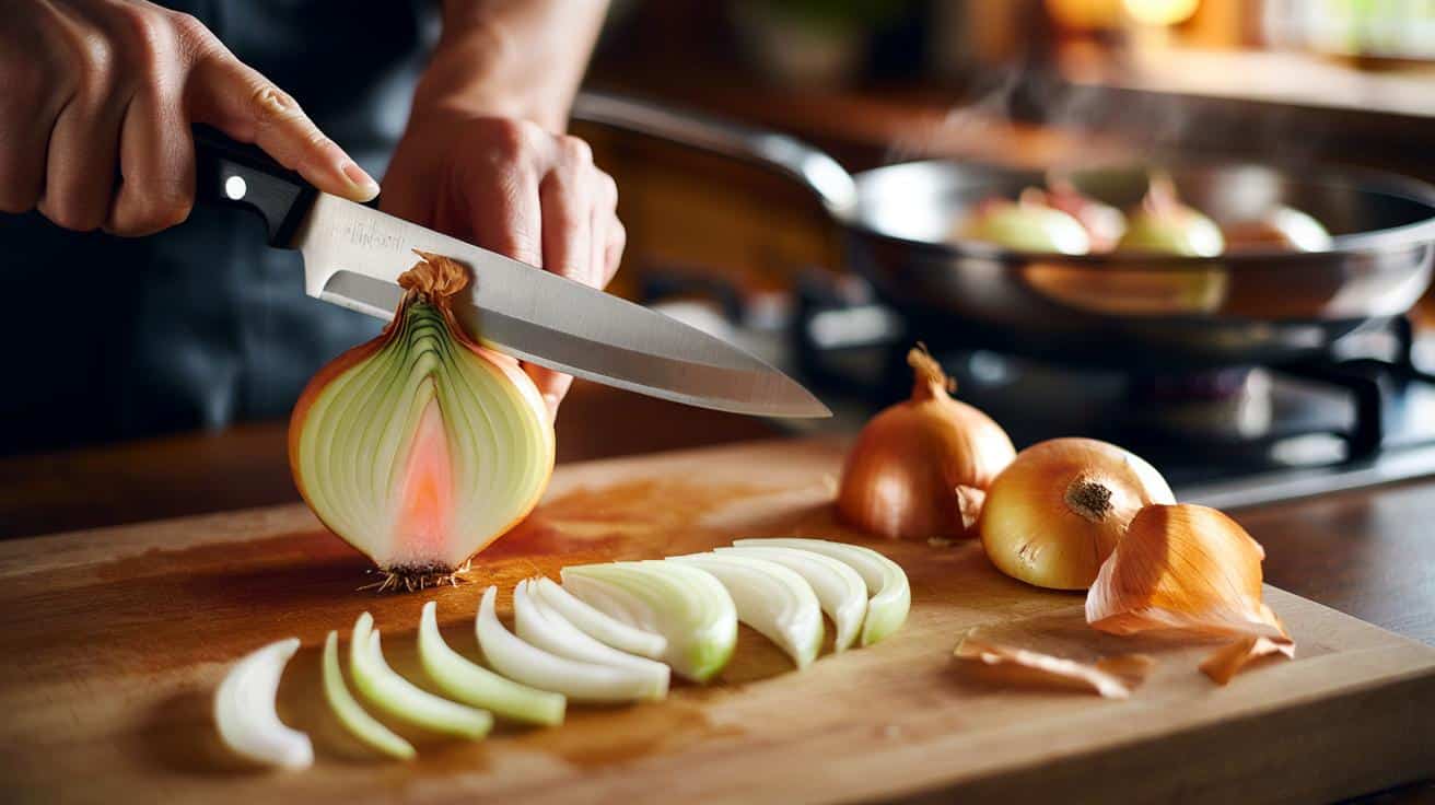Mało znany sposób na krojenie cebuli który sprawia że kawałki są równe i łatwiej się karmelizują