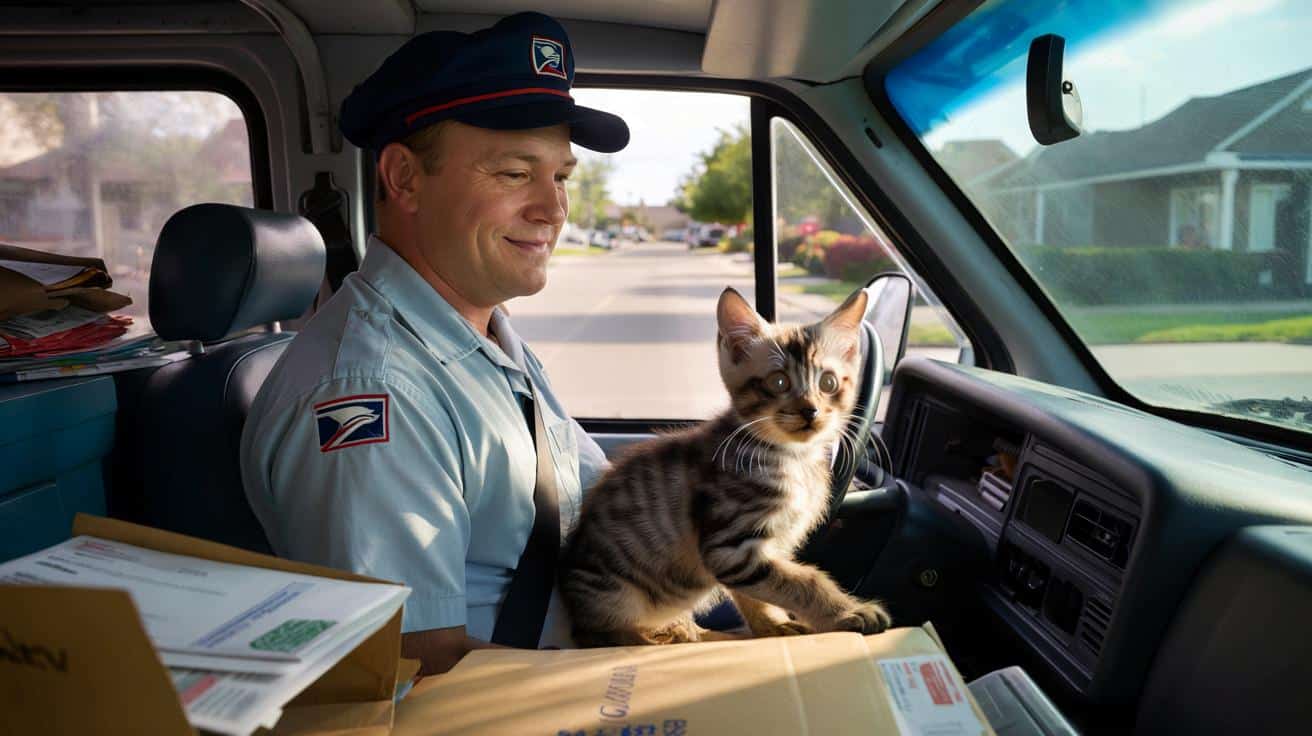 Listonosz zobaczył coś małego na chodniku. Teraz codziennie jeździ w trasę z niezwykłym „pomocnikiem”
