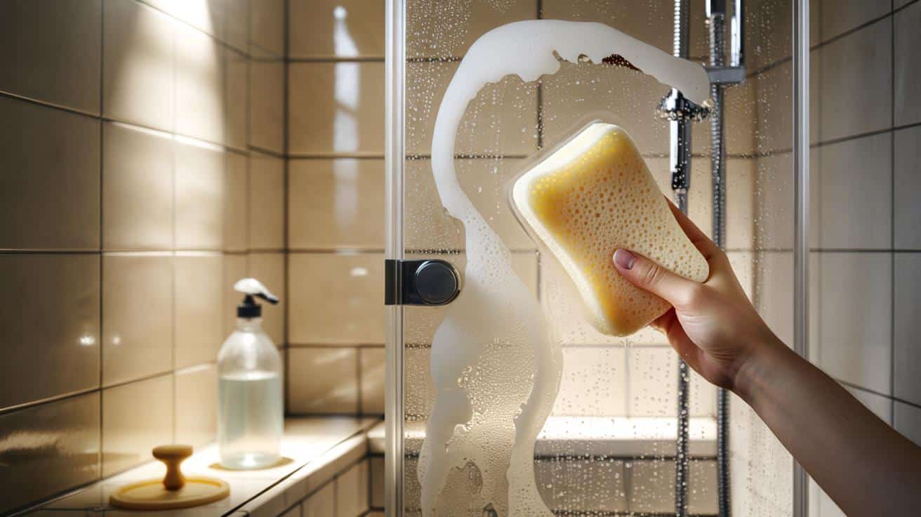 Hotelowy trik na lśniącą kabinę prysznicową, w którym jedna niepozorna gąbka robi ogromną różnicę