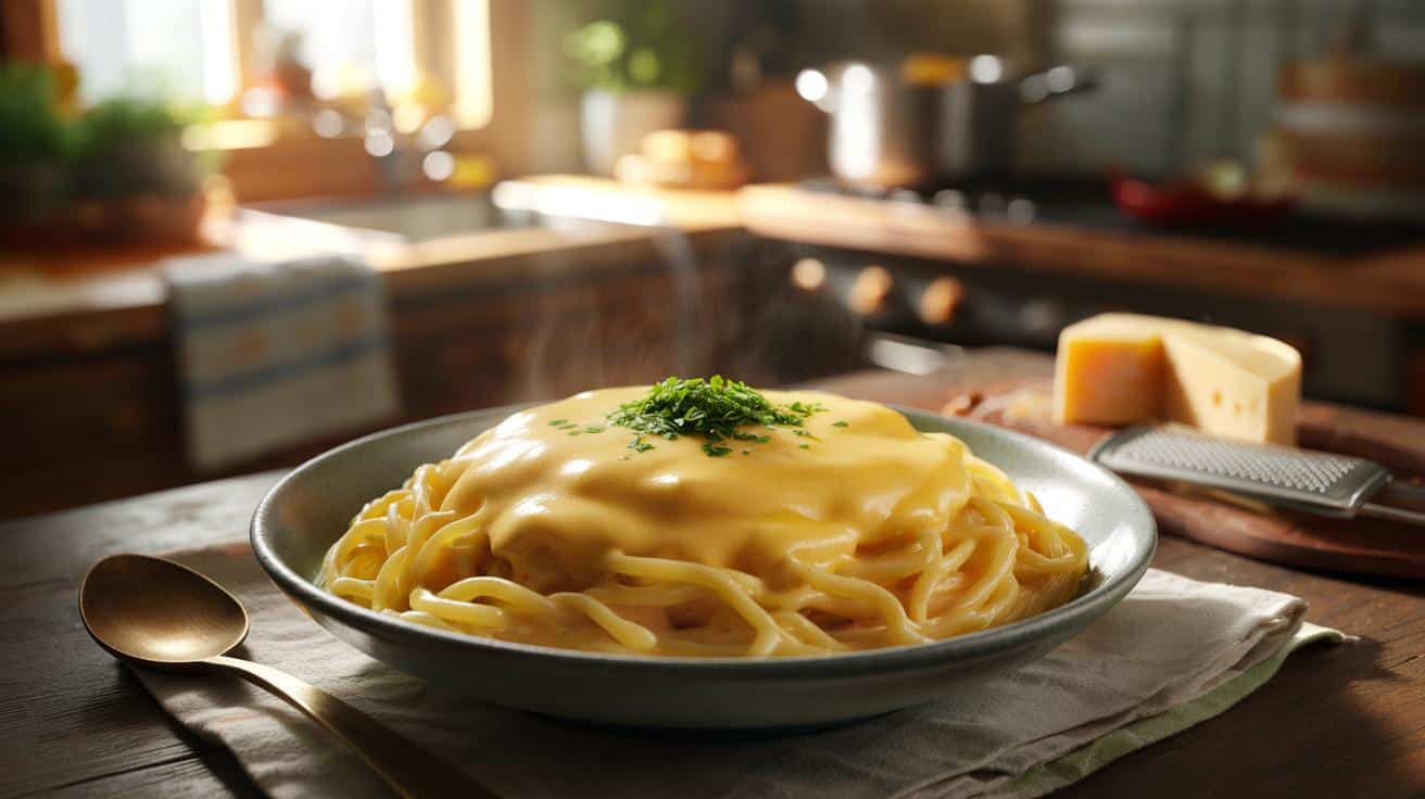 Ekspresowy makaron w ultrakremowym serowym sosie. Idealny na ciężki dzień