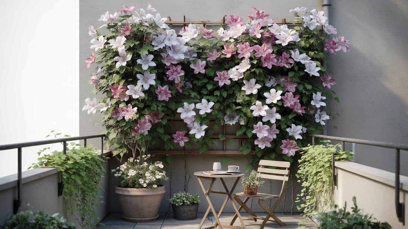 Mały balkon jak kwitnąca ściana: ta pnąca roślina robi całą robotę