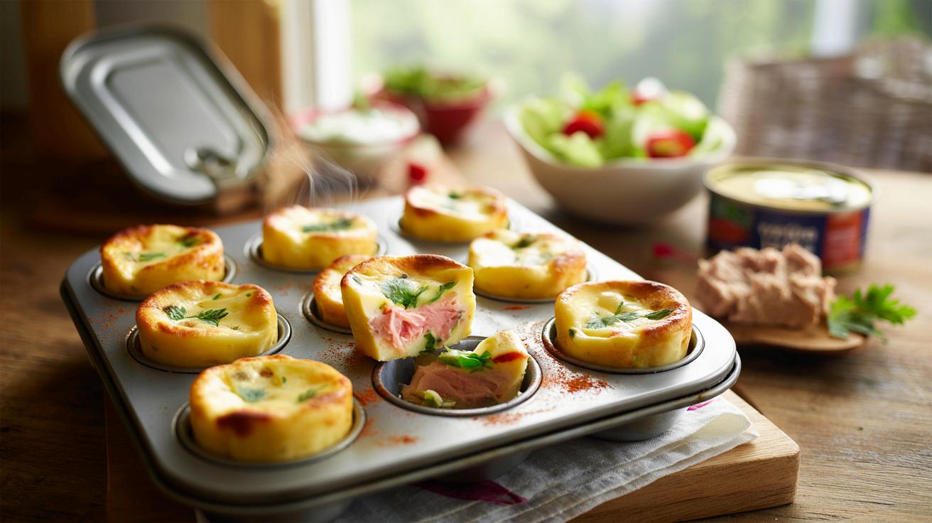 Masz formę na muffiny? Zrób wytrawne mini flany z tuńczykiem w 40 minut