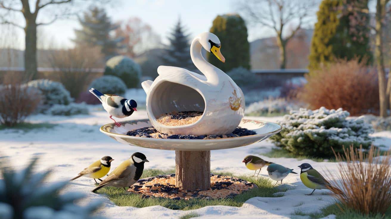 Masz w domu kiczowatego łabędzia z targu staroci? Zrób z niego karmnik dla ptaków