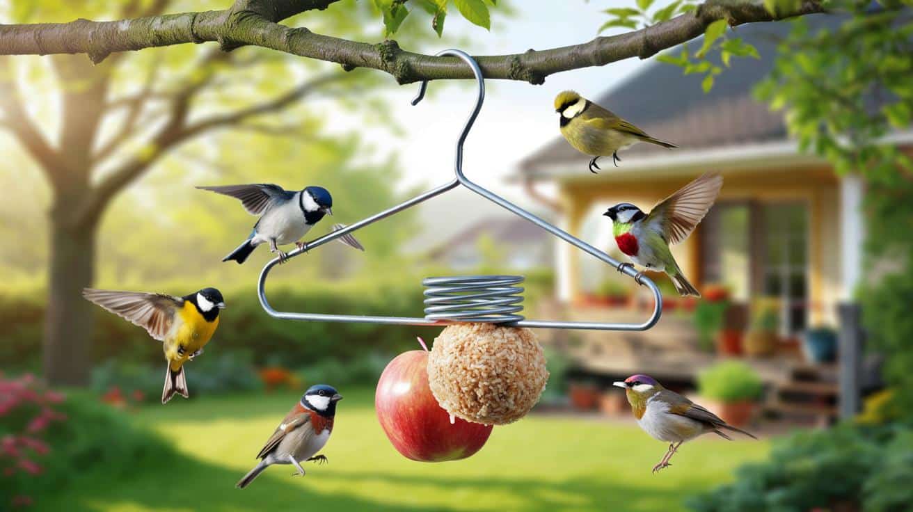 Metalowy wieszak zmienia się w karmnik dla ptaków. Sprytna sztuczka za 0 zł