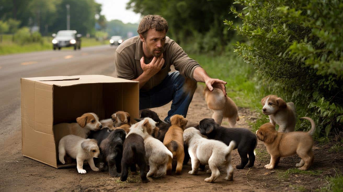 Mężczyzna znajduje na spacerze 15 porzuconych szczeniąt. Schronisko w szoku