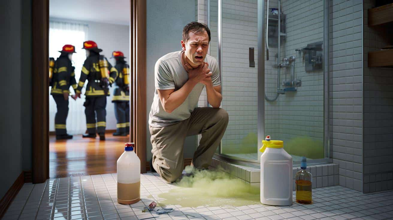 Mieszał wybielacz z octem w łazience. Skończyło się akcją 13 strażaków