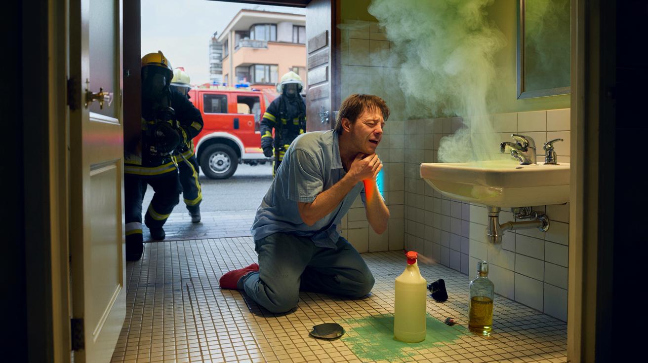 Mieszanka środków do sprzątania o mało go nie zabiła. 13 strażaków w akcji