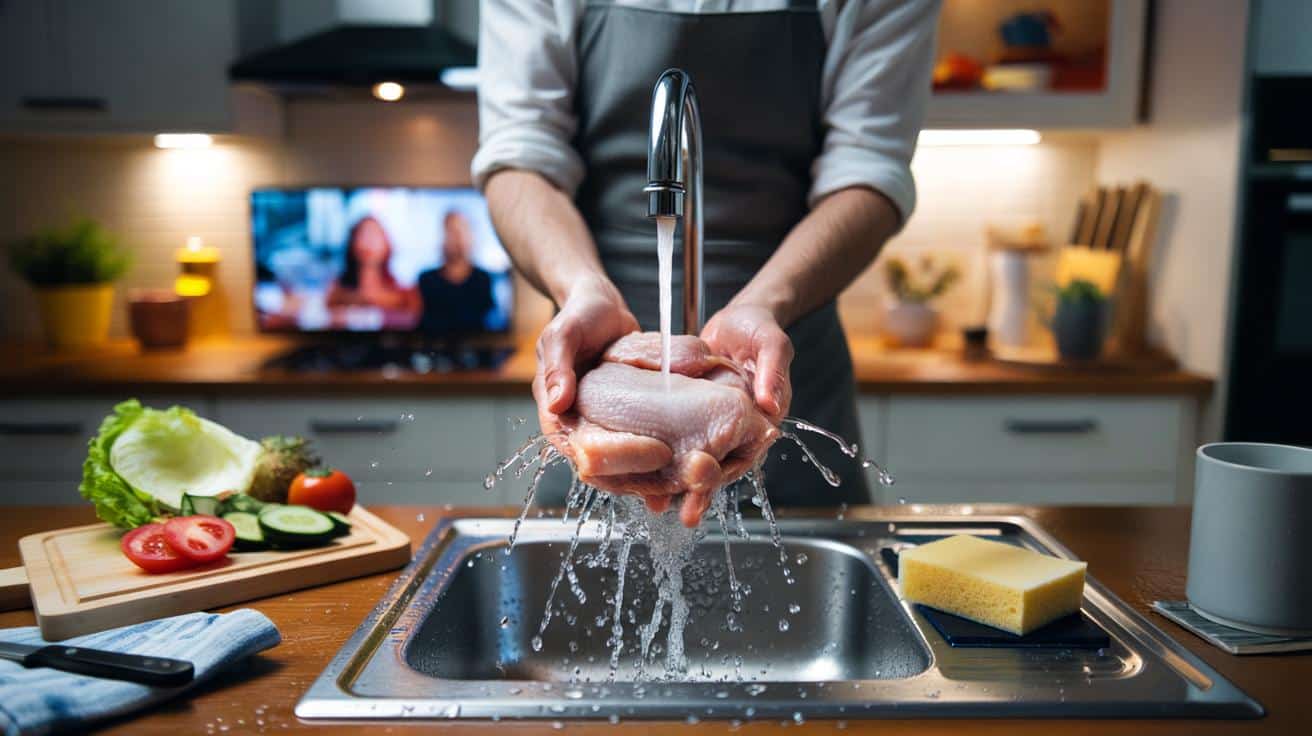 Myjesz mięso pod kranem przed smażeniem? Rozsiewasz bakterie po całej kuchni