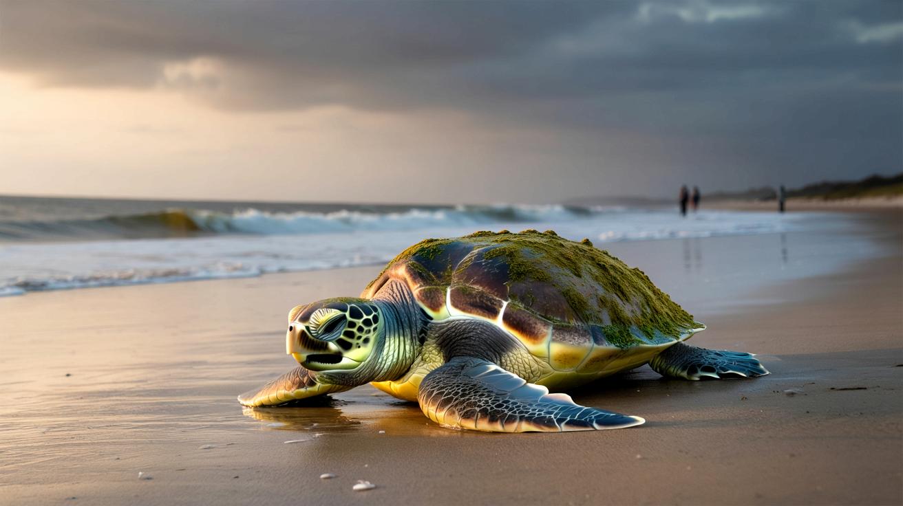 Na plaży w Teksasie znaleziono skrajnie wyczerpaną żółwia morską. Kilka stopni mniej w wodzie wystarczyło