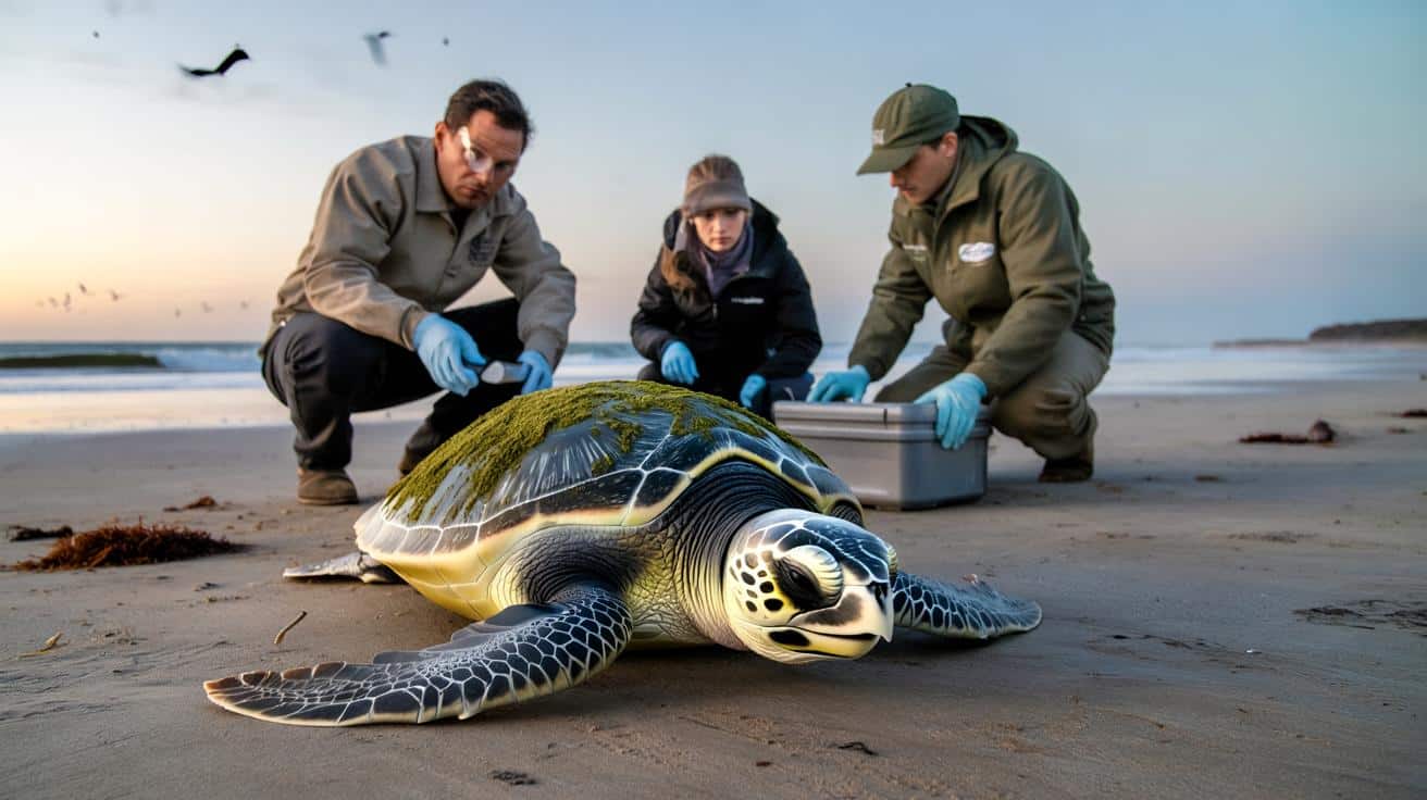 Na plaży w Teksasie znaleziono skrajnie wyczerpaną żółwicę: naukowcy biją na alarm