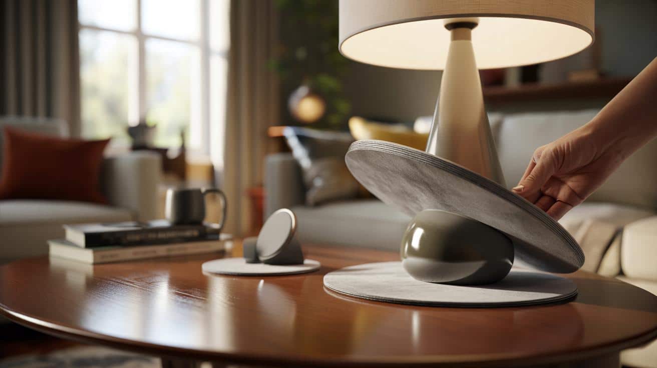 Naklej kawałek weluru na dno lampki a nigdy nie rysuje stołu i nie przesuwa się