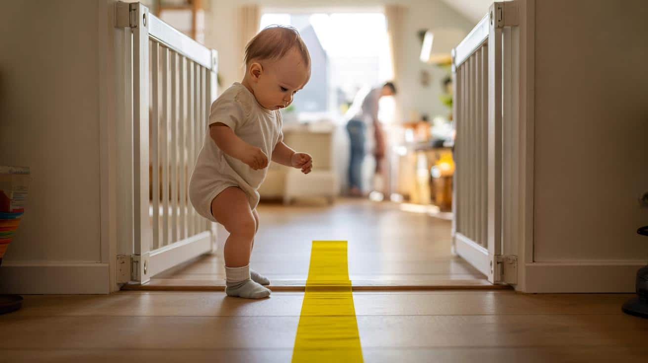 Naklej kawałek żółtej taśmy na schody a dziecko samodzielnie zatrzymuje się przed pierwszym stopniem