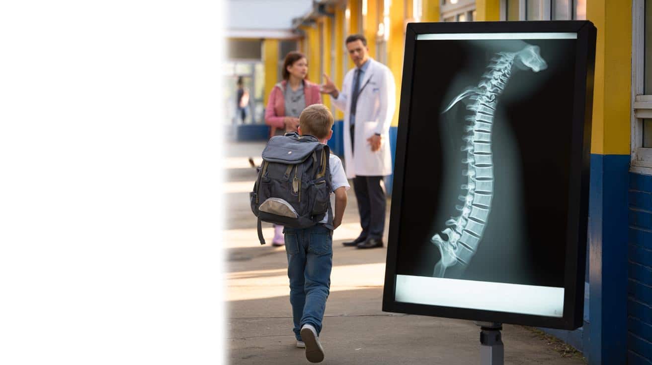 Neurochirurg wyjaśnia dlaczego noszenie ciężkiego plecaka po jednej stronie przez dziecko w szkole podstawowej zmienia krzywiznę kręgosłupa w sposób widoczny na zdjęciu RTG już po 2 latach