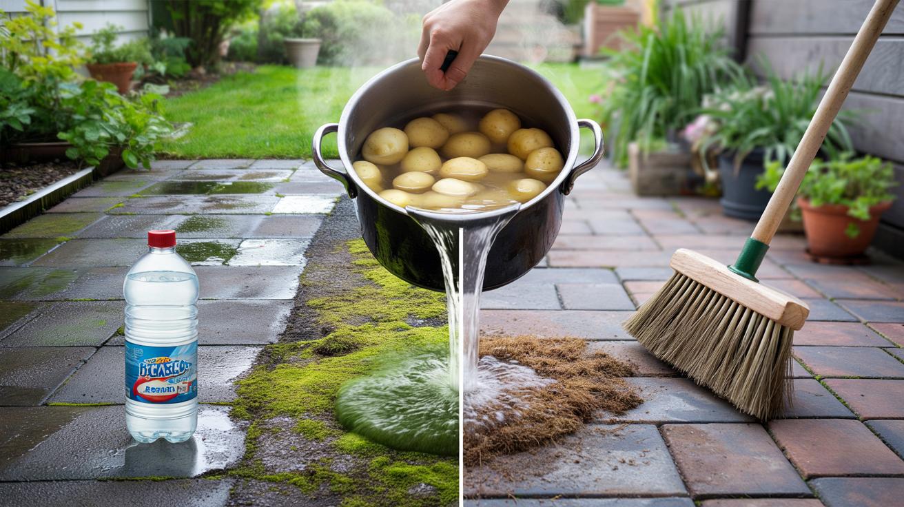 Nie lej wybielacza na taras. Ten darmowy trik zabija mech bez szorowania