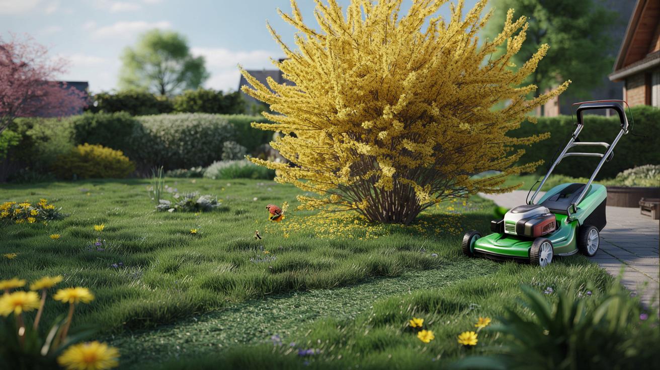 Nie śpiesz się z kosiarką: żółty krzew zdradza idealny moment na pierwsze koszenie