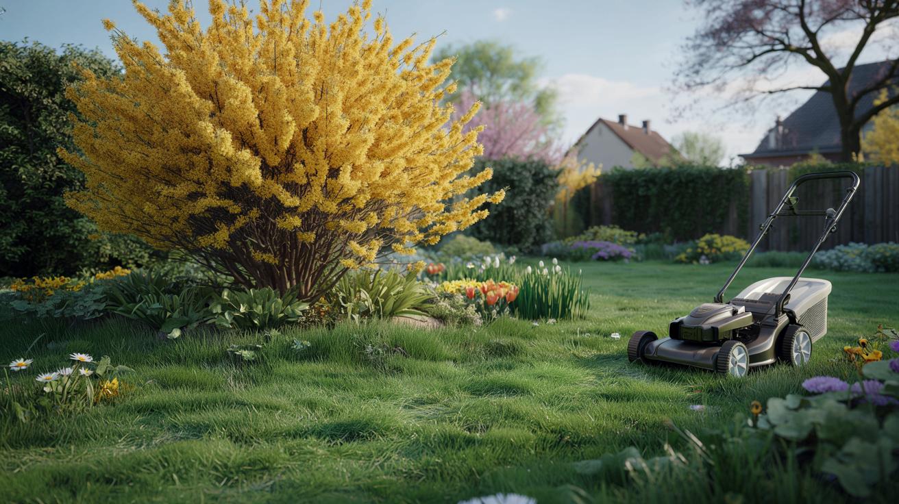 Nie śpiesz się z pierwszym koszeniem trawnika. Ten żółty krzew podpowie idealny moment