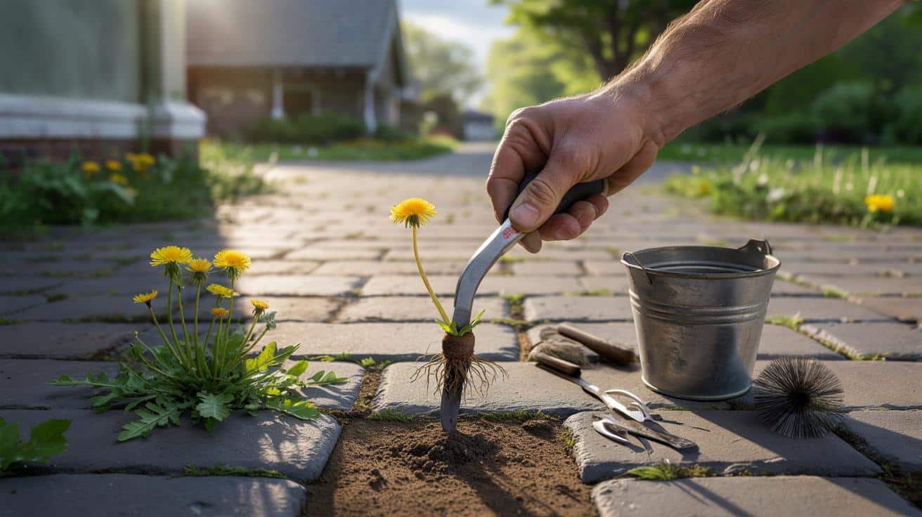 Nie usuwaj chwastów z kostki zbyt wcześnie. Ten termin naprawdę ma znaczenie