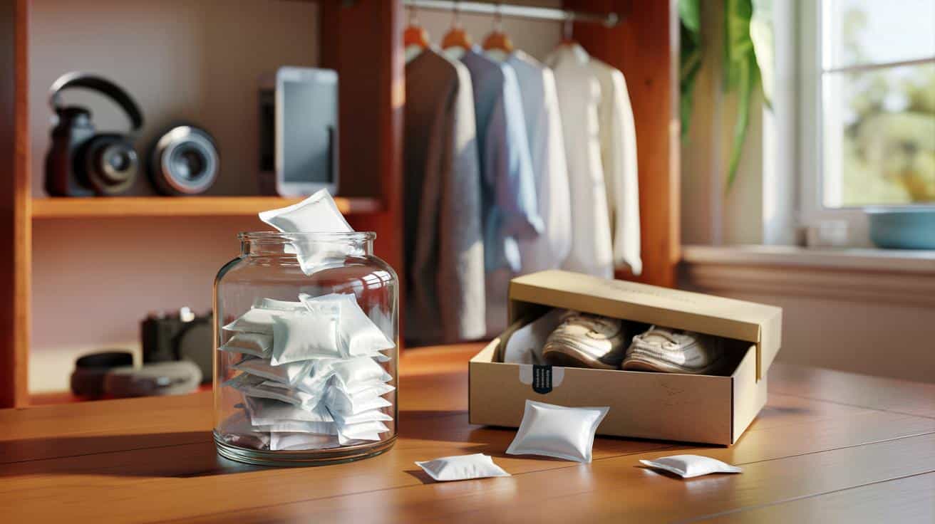 Nie wyrzucaj białych saszetek z pudełek po butach. Zrób z nich domowy pochłaniacz wilgoci