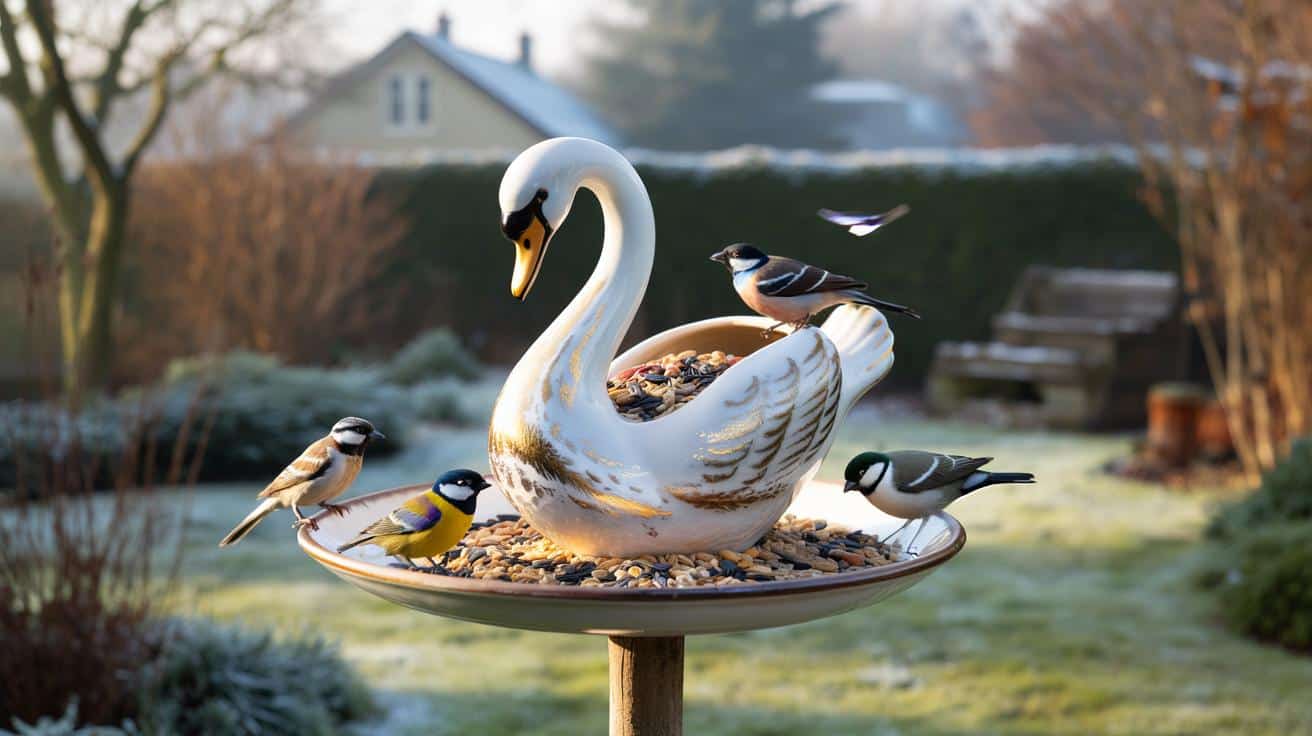 Nie wyrzucaj tego „kiczowatego” łabędzia z lumpeksu. Zrób z niego karmnik
