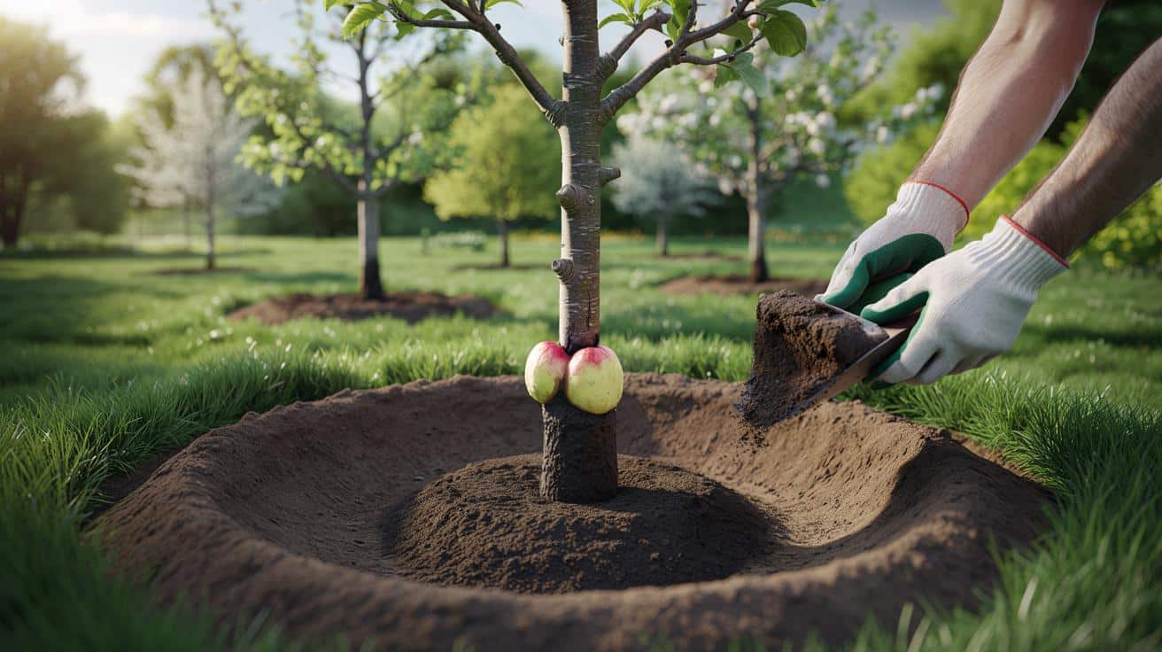 Nie zasypuj tego miejsca przy pniu. Przez ten błąd drzewko owocowe nigdy nie zakwitnie