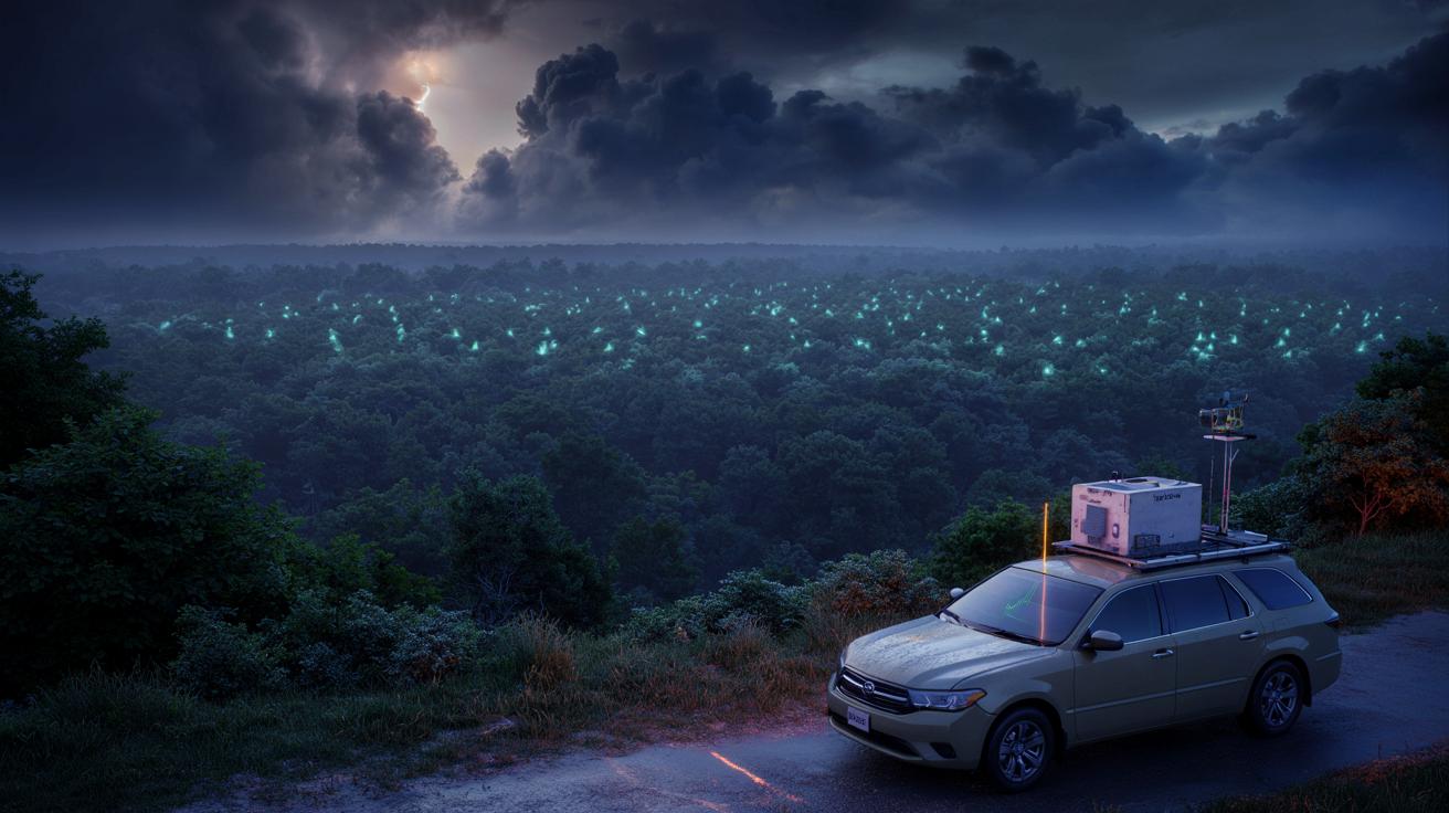 Niewidzialna burzowa „zorbora” nad lasem: naukowcy nagrali ją pierwszy raz