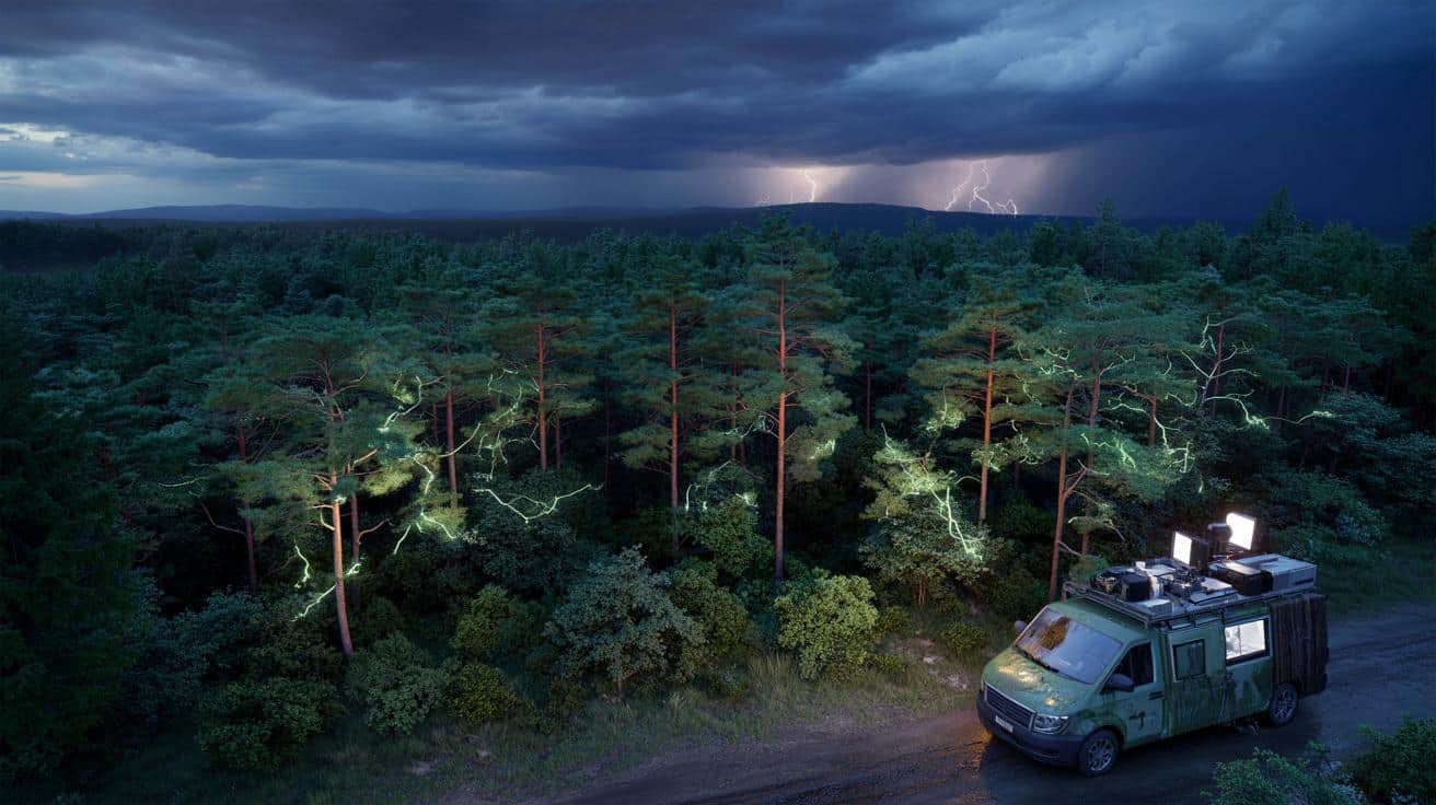 Niewidzialna świetlna burza nad lasem. Naukowcy pierwszy raz to nagrali